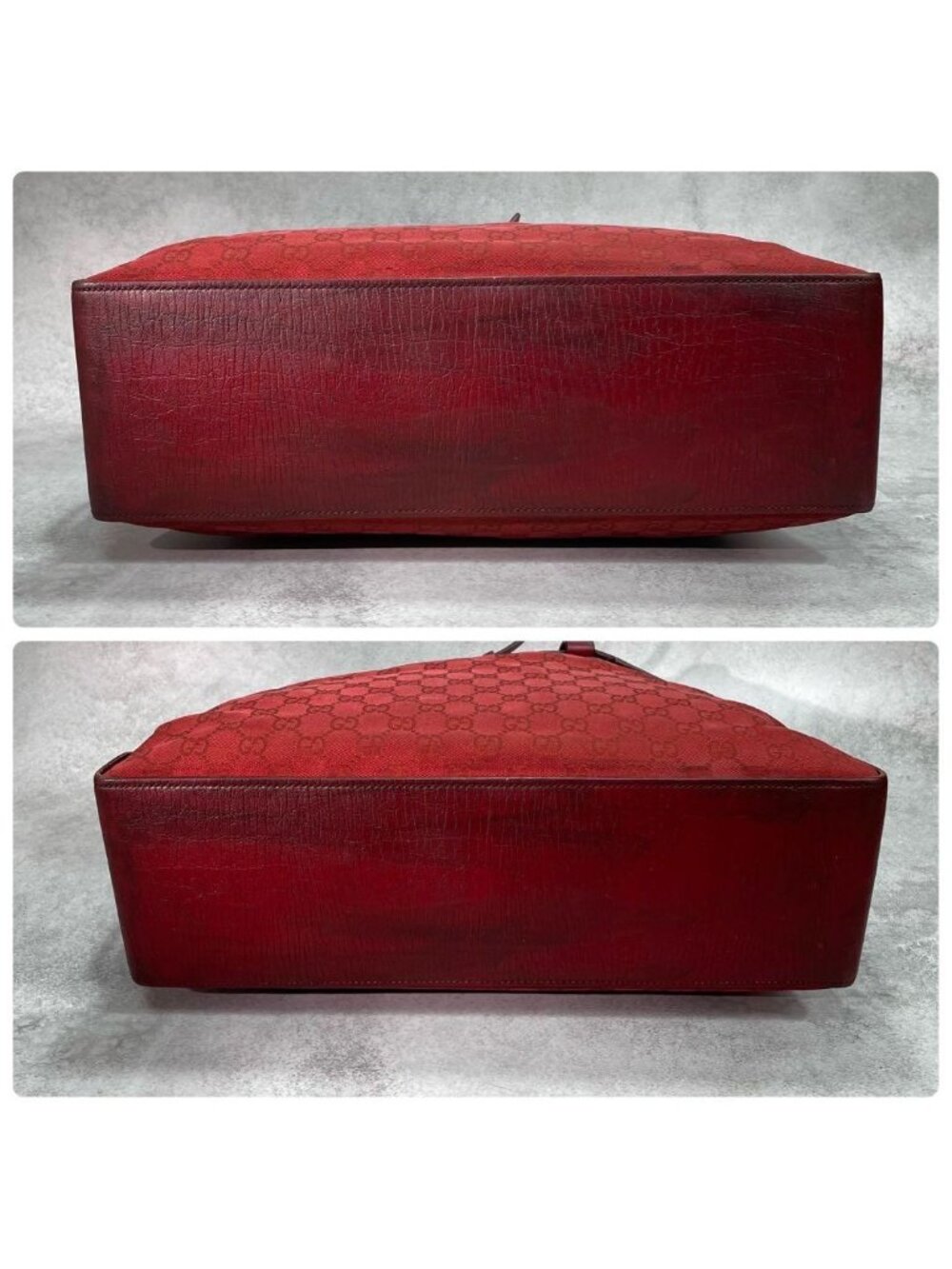 Gucci GG Tote Hand Red Leather Logo - Picture 8 of 10